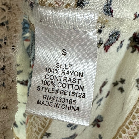 Altard State Popover Blouse Shirt Top Boho Floral Printed Tassel Tie Patchwork‎ - Picture 9 of 10